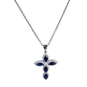 JCM Brass Silver Plated Cubic Zirconia Cross Pendant Necklace NWOT